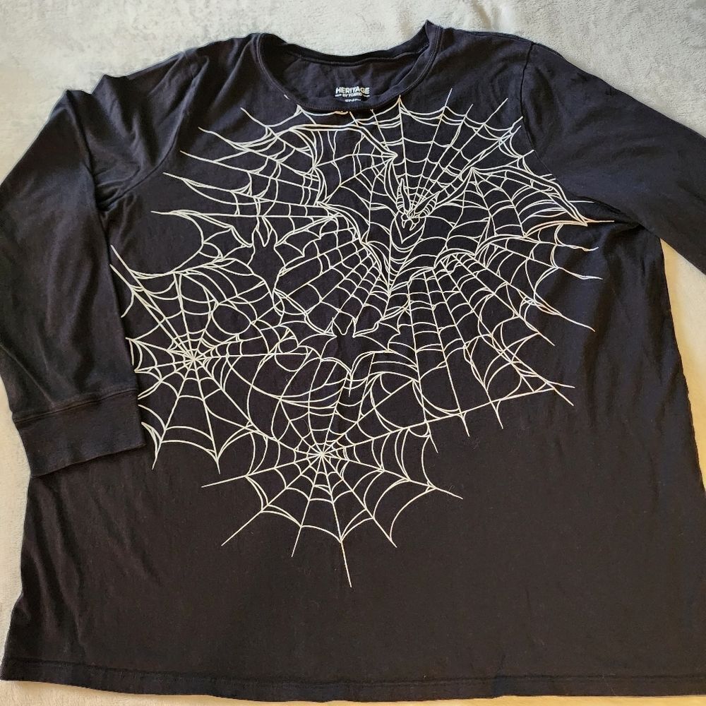 Torrid Heritage Long Sleeve Jersey Black With White Spiderweb Graphic And Bat